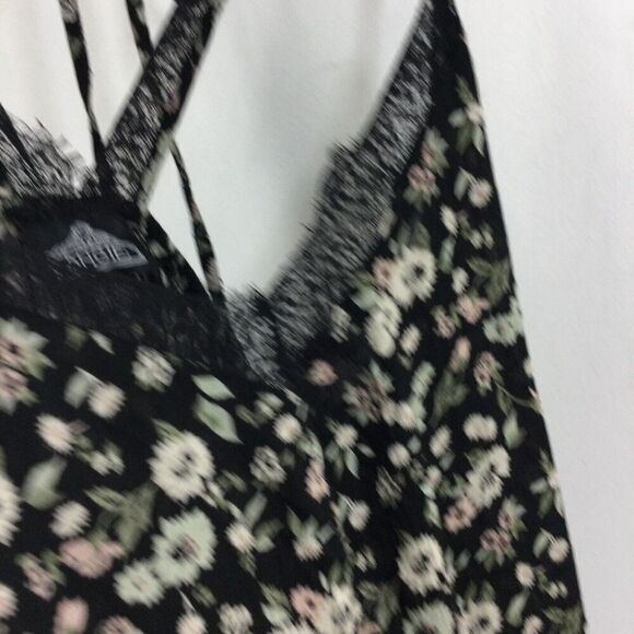 Angie Womens V-Neck Lace Spaghetti Strap Floral Midi Dress Black Size Small - Picture 2 of 9